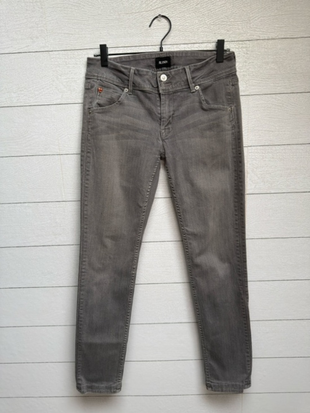Hudson Collin Low Rise Straight Skinny Jeans Gray Wash Double Button Fly Size 29